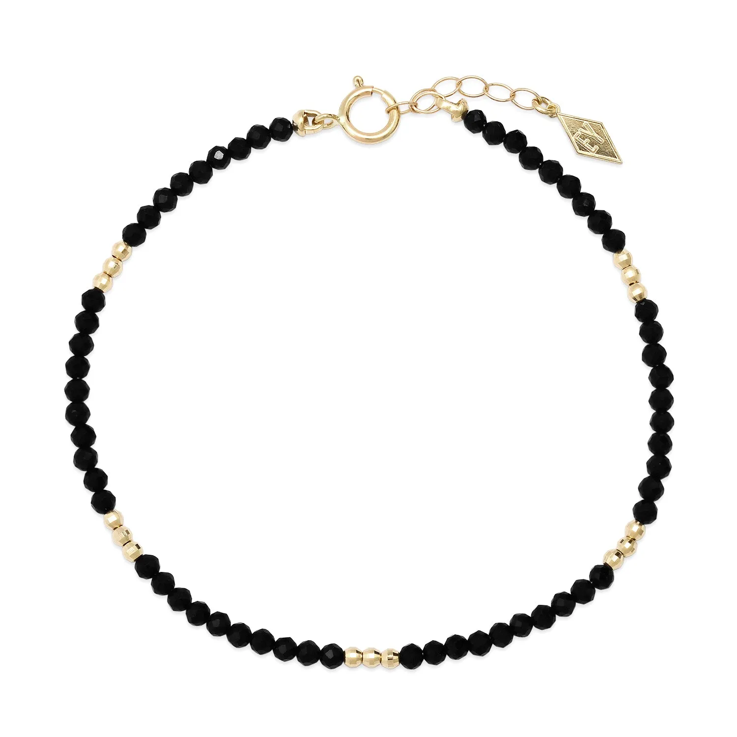 14k Gold Mini Gem Healing Bracelet W/Gold Stations: Tanzanite, Ruby, Spinel, Turquoise