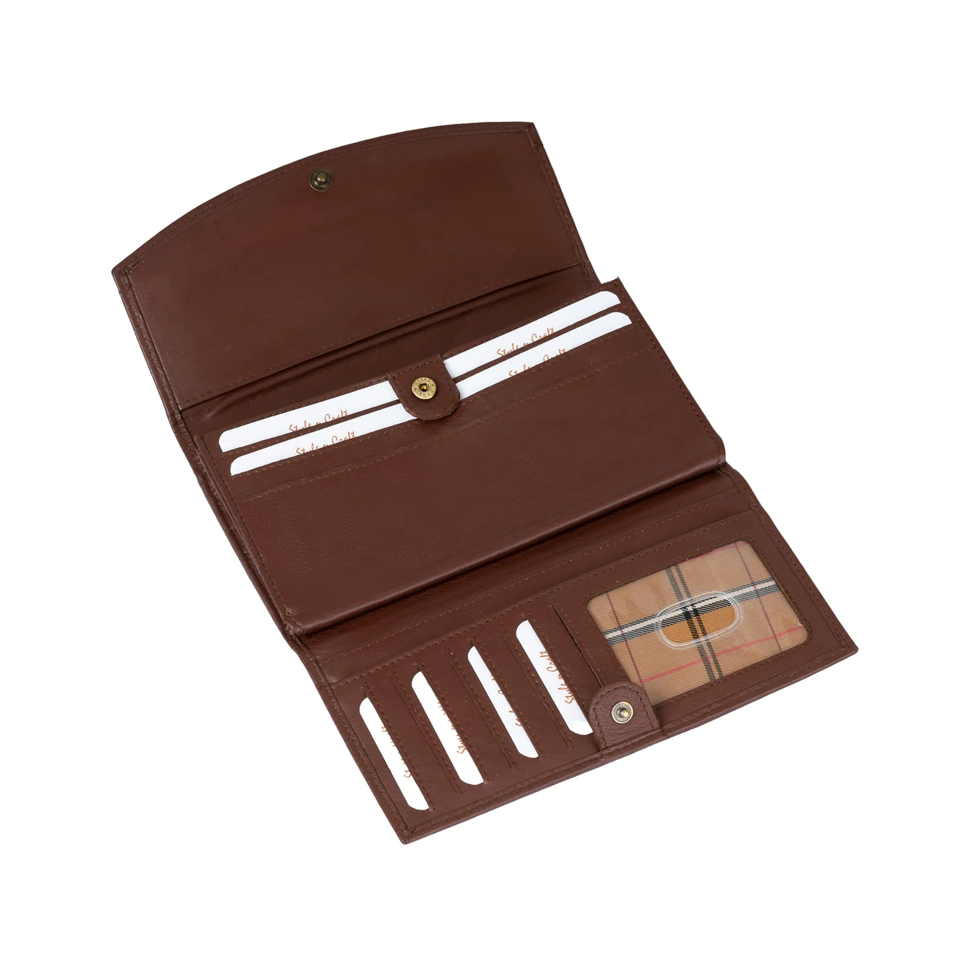 391105 Double Fold Clutch Wallet in Brown Full Grain Leather | Style n Craft
