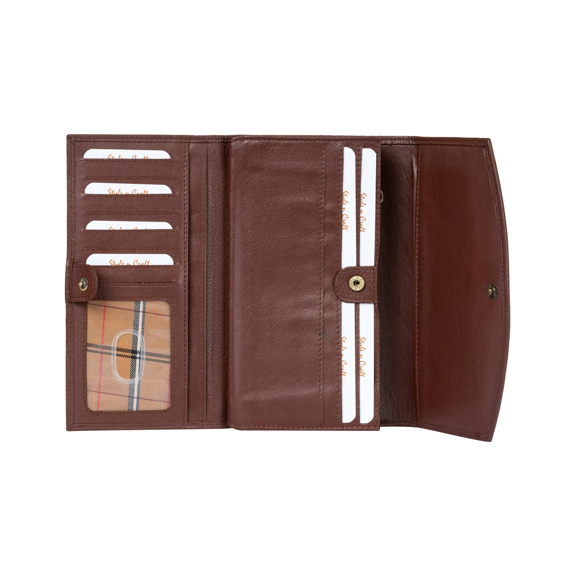 391105 Double Fold Clutch Wallet in Brown Full Grain Leather | Style n Craft