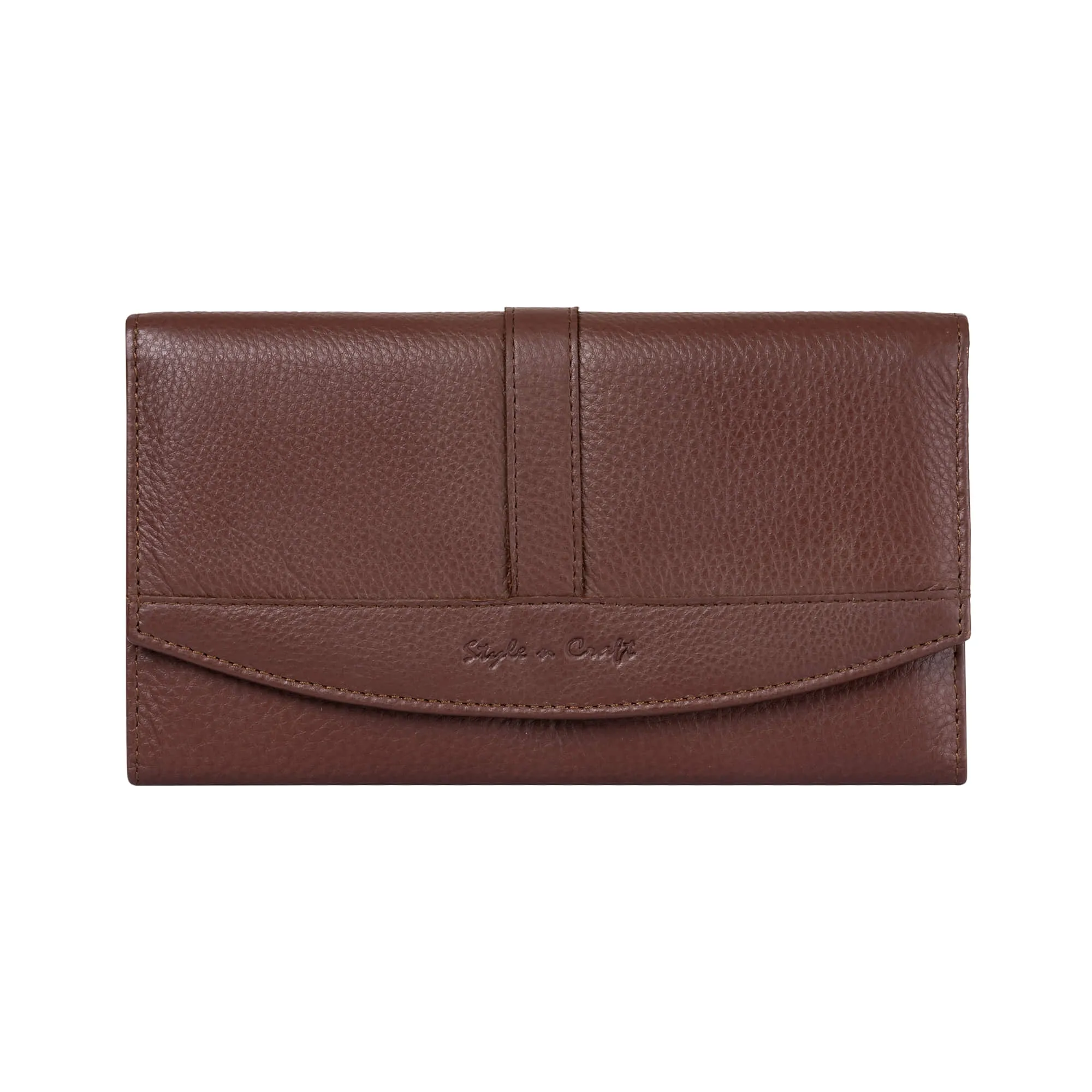 391105 Double Fold Clutch Wallet in Brown Full Grain Leather | Style n Craft