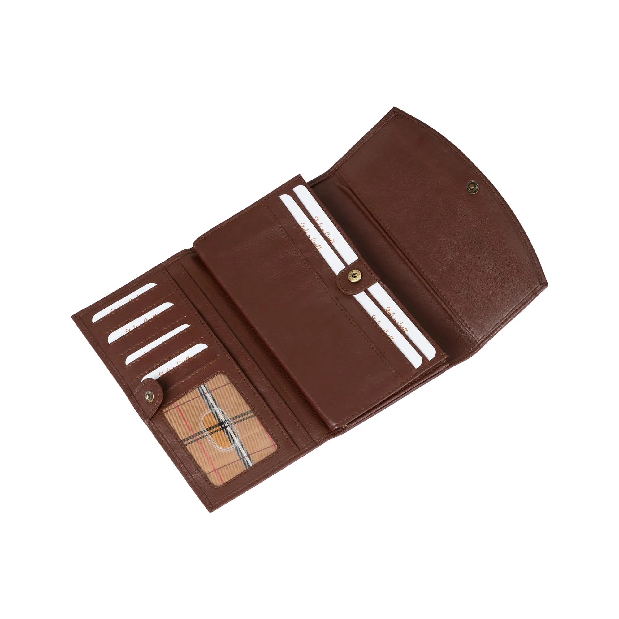 391105 Double Fold Clutch Wallet in Brown Full Grain Leather | Style n Craft