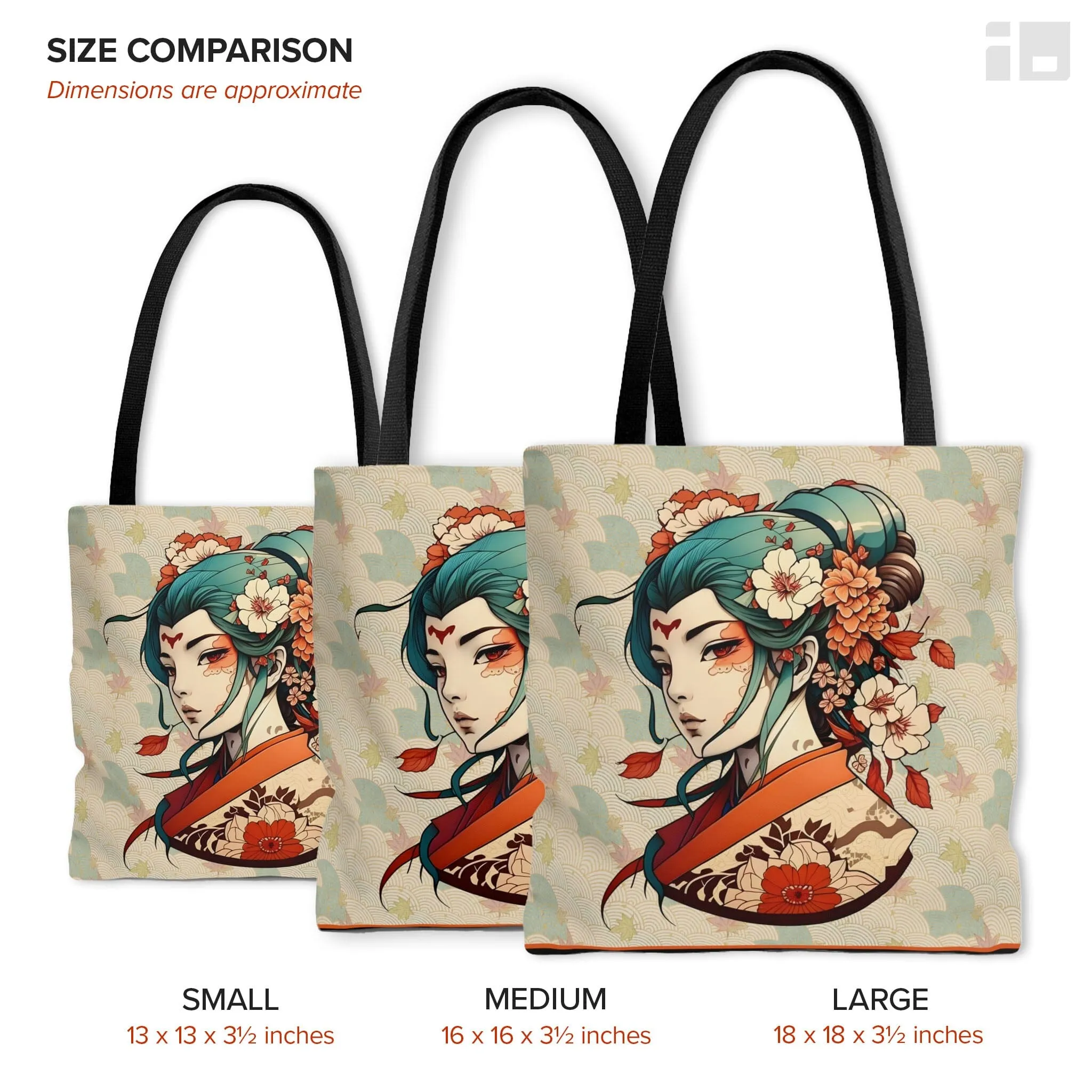 Anime-Style Japanese Geisha Tattoo Art Tote Bag