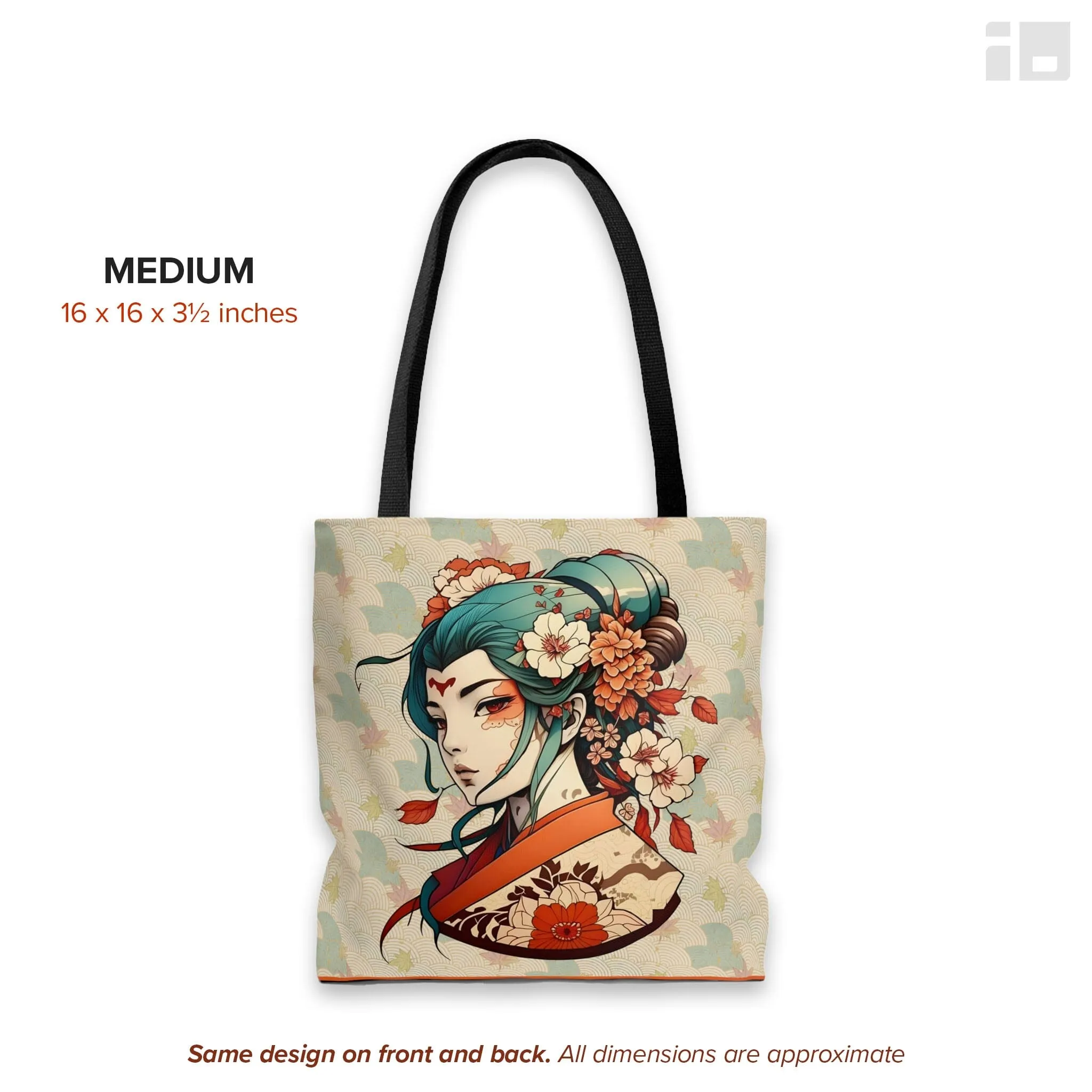 Anime-Style Japanese Geisha Tattoo Art Tote Bag