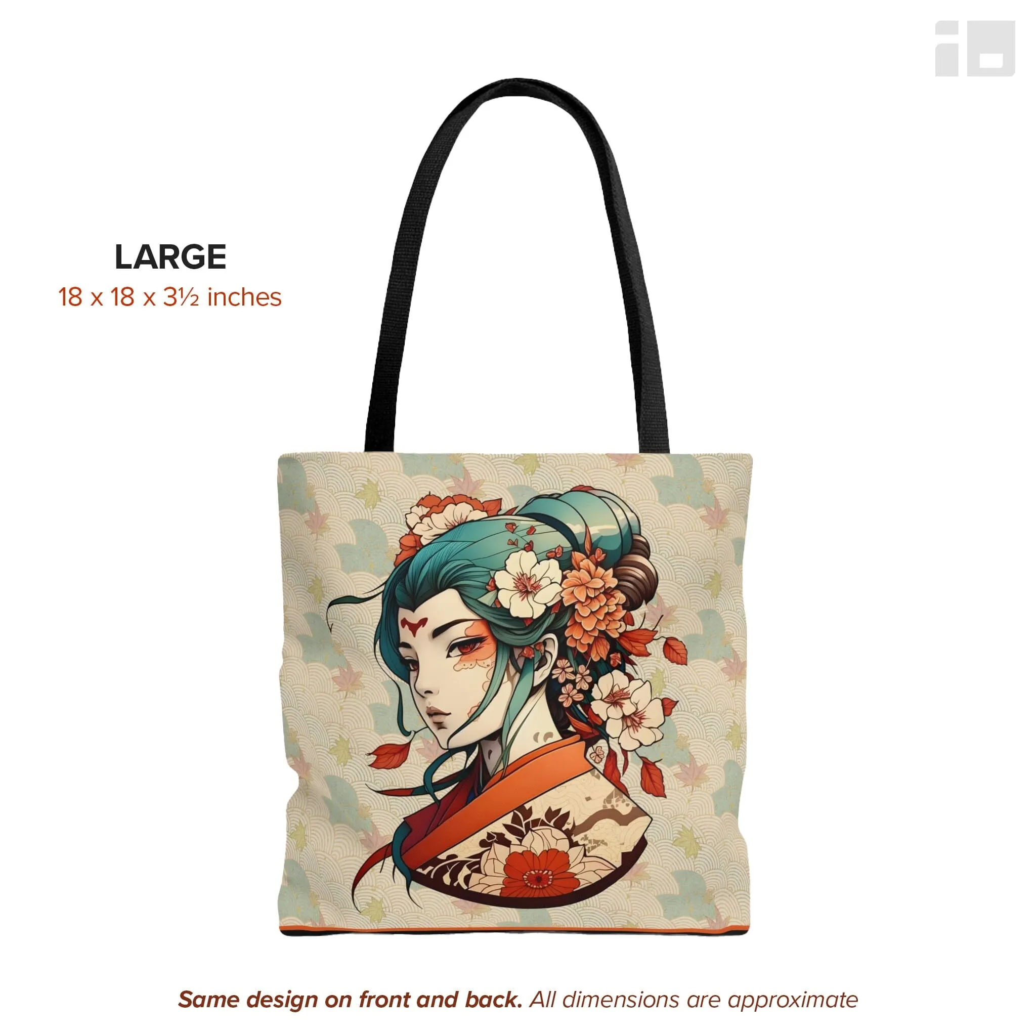 Anime-Style Japanese Geisha Tattoo Art Tote Bag