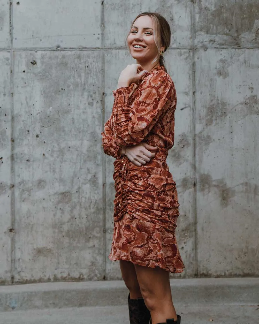 Bask in the Sun Ruched Mini Dress