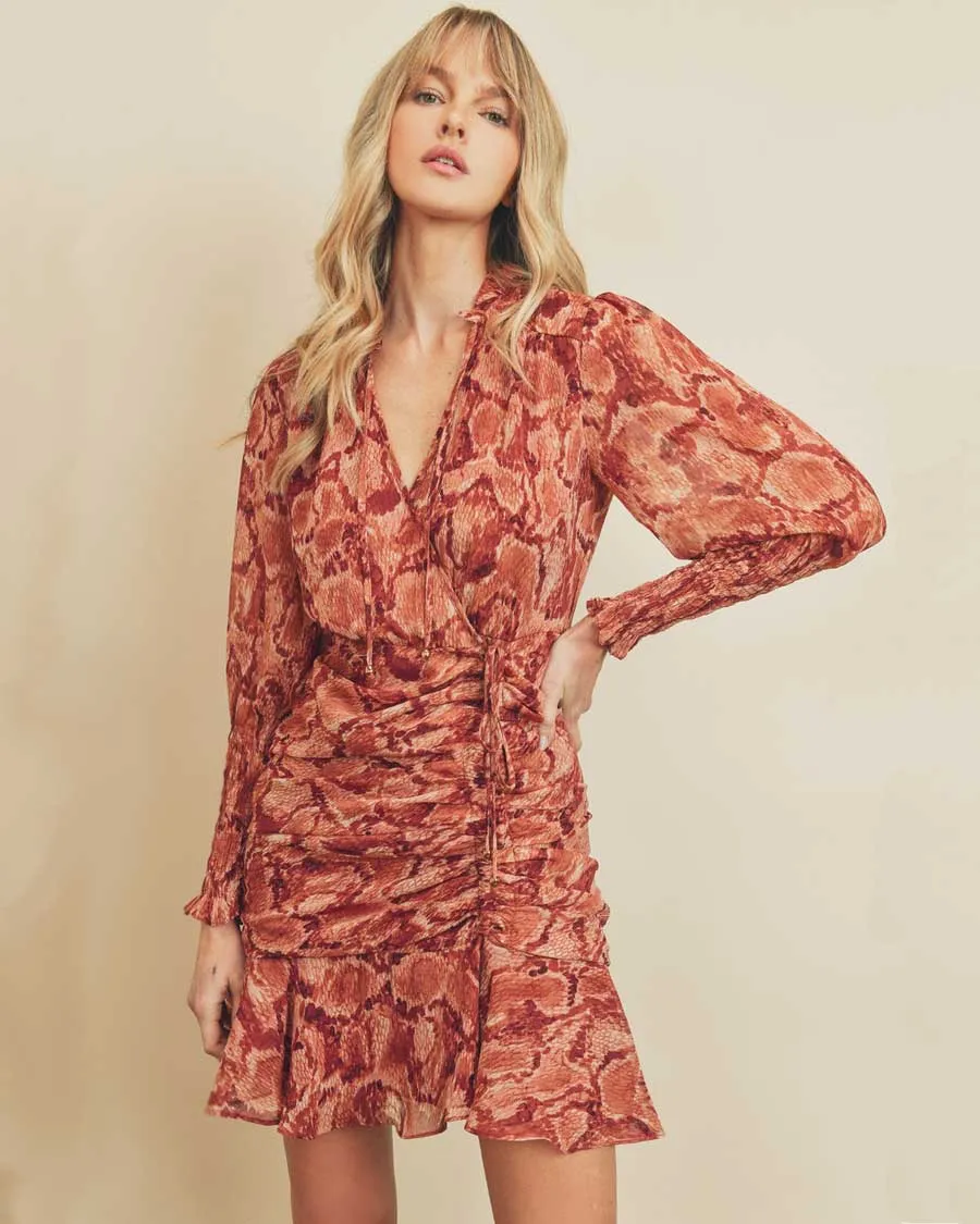 Bask in the Sun Ruched Mini Dress