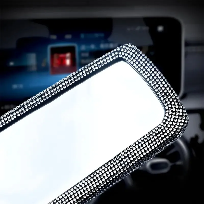 Bling Rhinestone Car Rear View Mirror, Car Rear View Mirror with Crystal Diamonds Bling Rhinestones Car Rear View Mirror for Women,Car Interior Trim