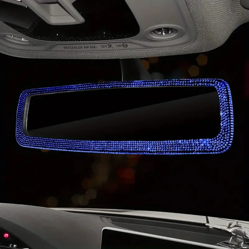 Bling Rhinestone Car Rear View Mirror, Car Rear View Mirror with Crystal Diamonds Bling Rhinestones Car Rear View Mirror for Women,Car Interior Trim