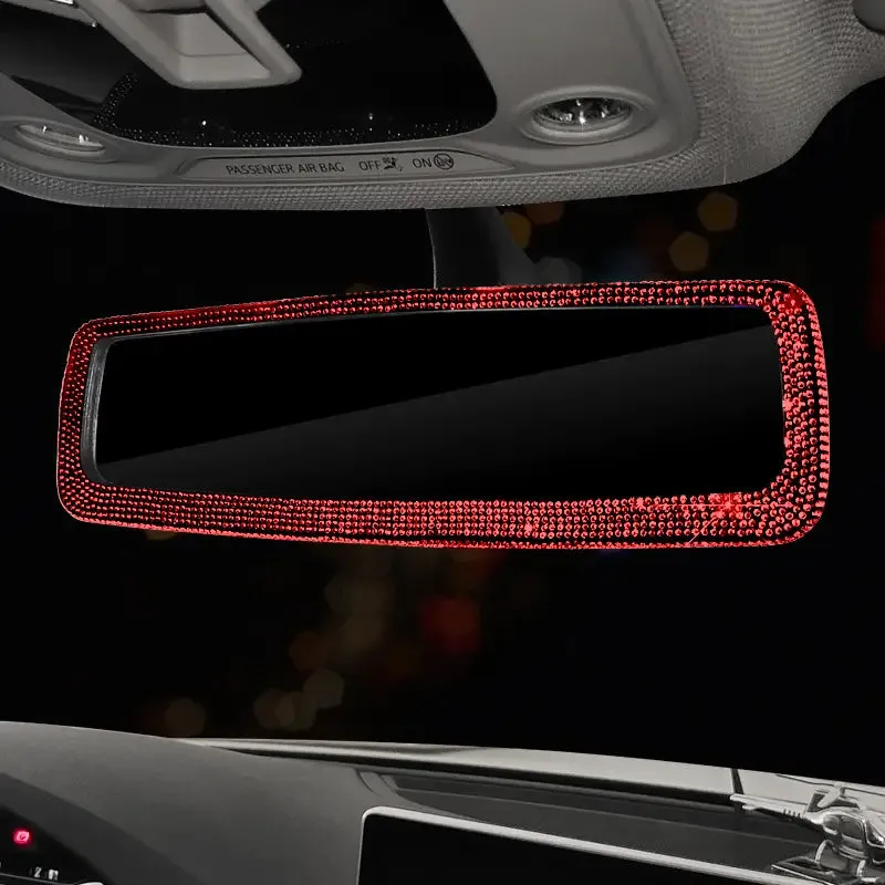 Bling Rhinestone Car Rear View Mirror, Car Rear View Mirror with Crystal Diamonds Bling Rhinestones Car Rear View Mirror for Women,Car Interior Trim