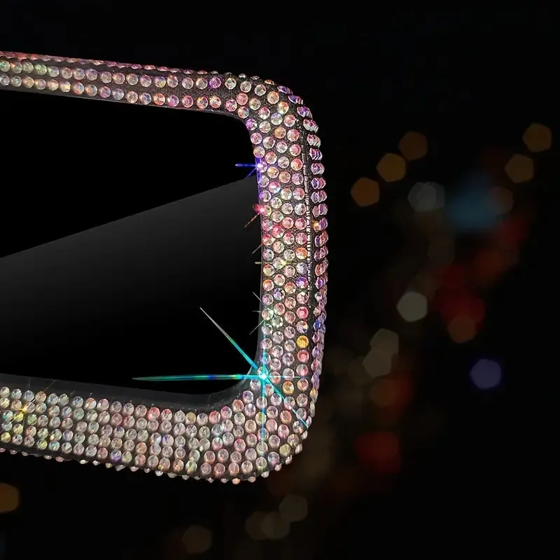 Bling Rhinestone Car Rear View Mirror, Car Rear View Mirror with Crystal Diamonds Bling Rhinestones Car Rear View Mirror for Women,Car Interior Trim