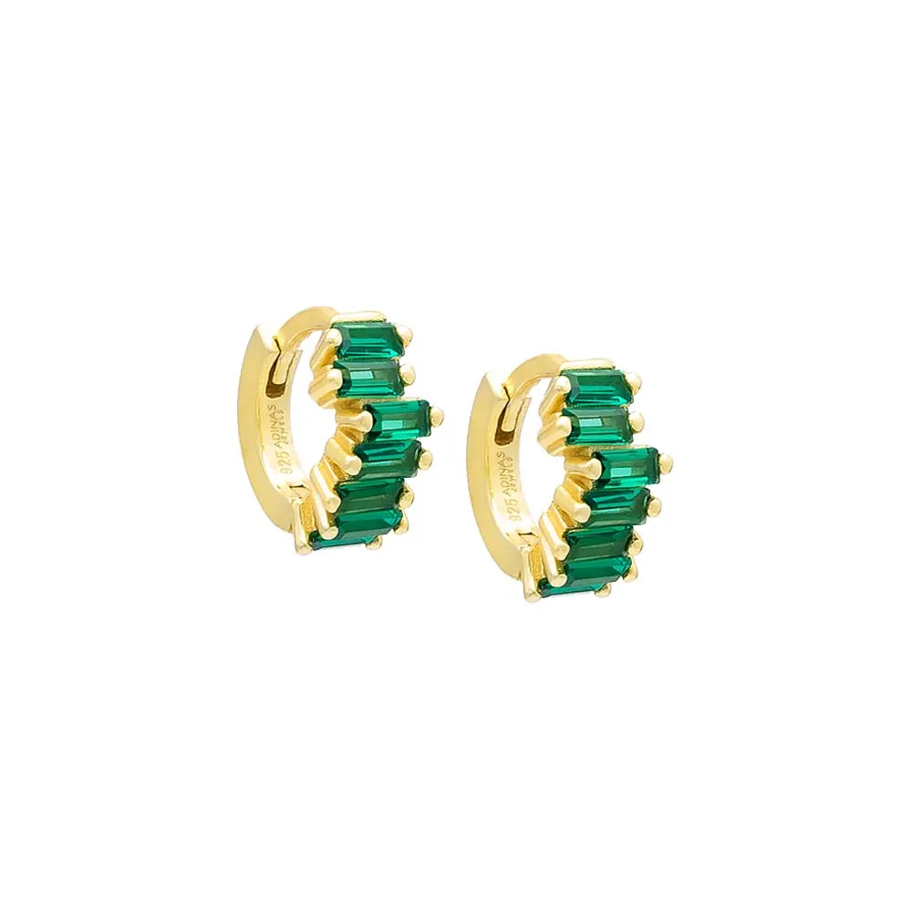 Colored Mini Scattered Baguette Huggie Earring