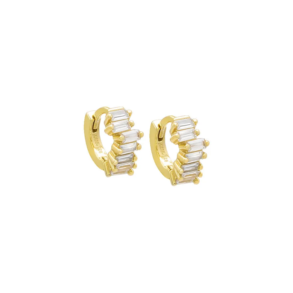 Colored Mini Scattered Baguette Huggie Earring