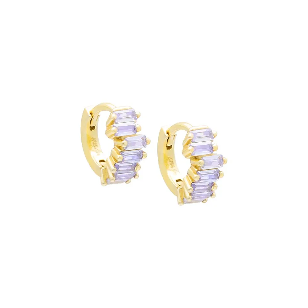 Colored Mini Scattered Baguette Huggie Earring