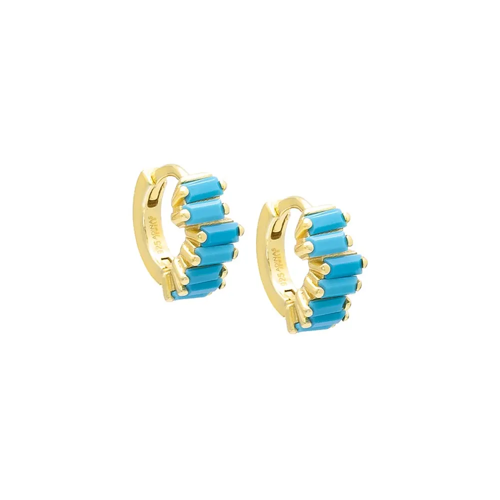 Colored Mini Scattered Baguette Huggie Earring