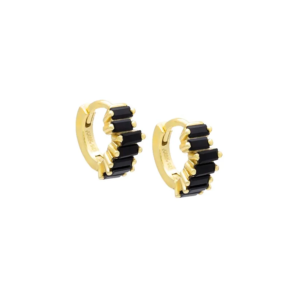 Colored Mini Scattered Baguette Huggie Earring