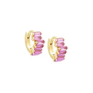 Colored Mini Scattered Baguette Huggie Earring