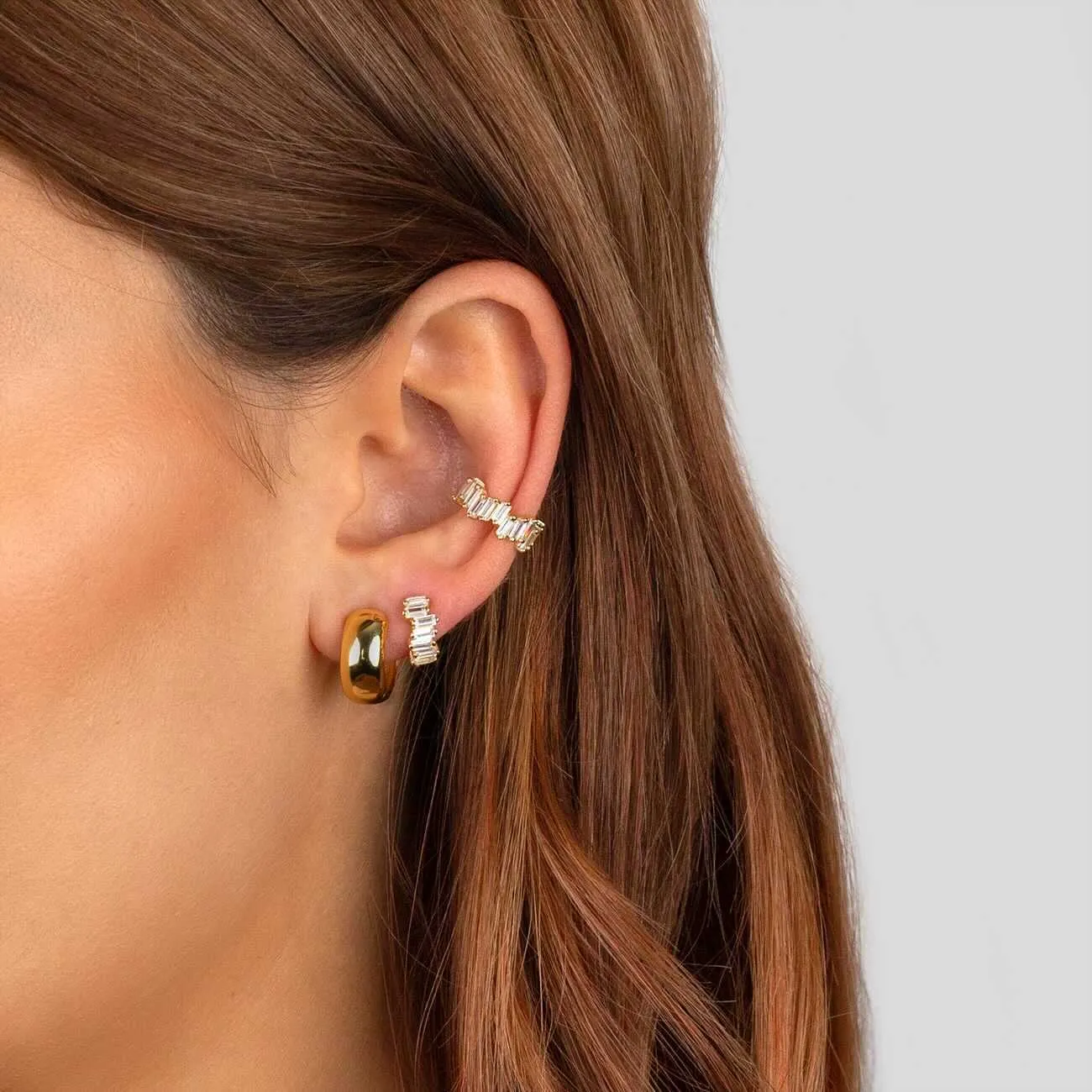 Colored Mini Scattered Baguette Huggie Earring