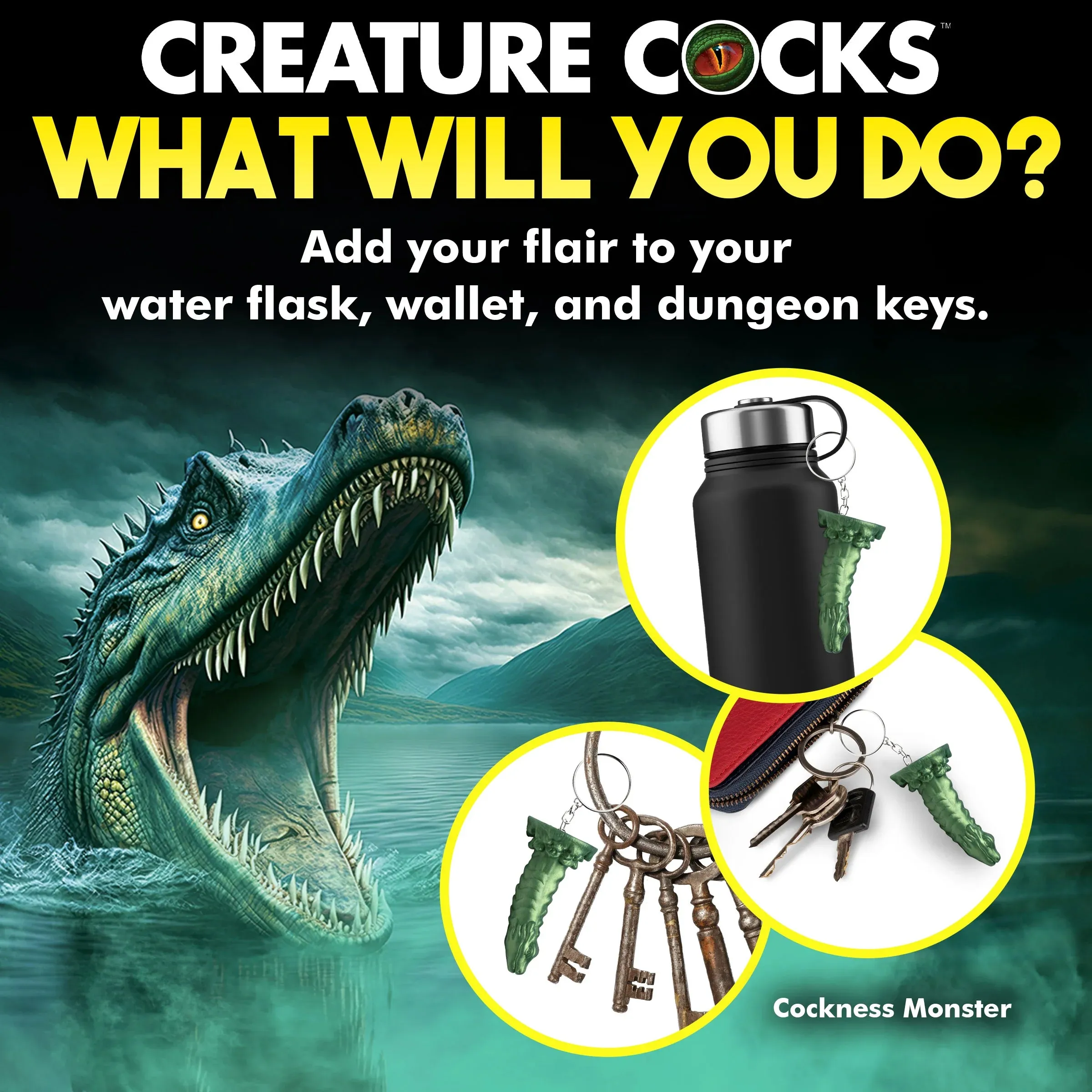 Creature Cocks Cockness Monster Key Chain