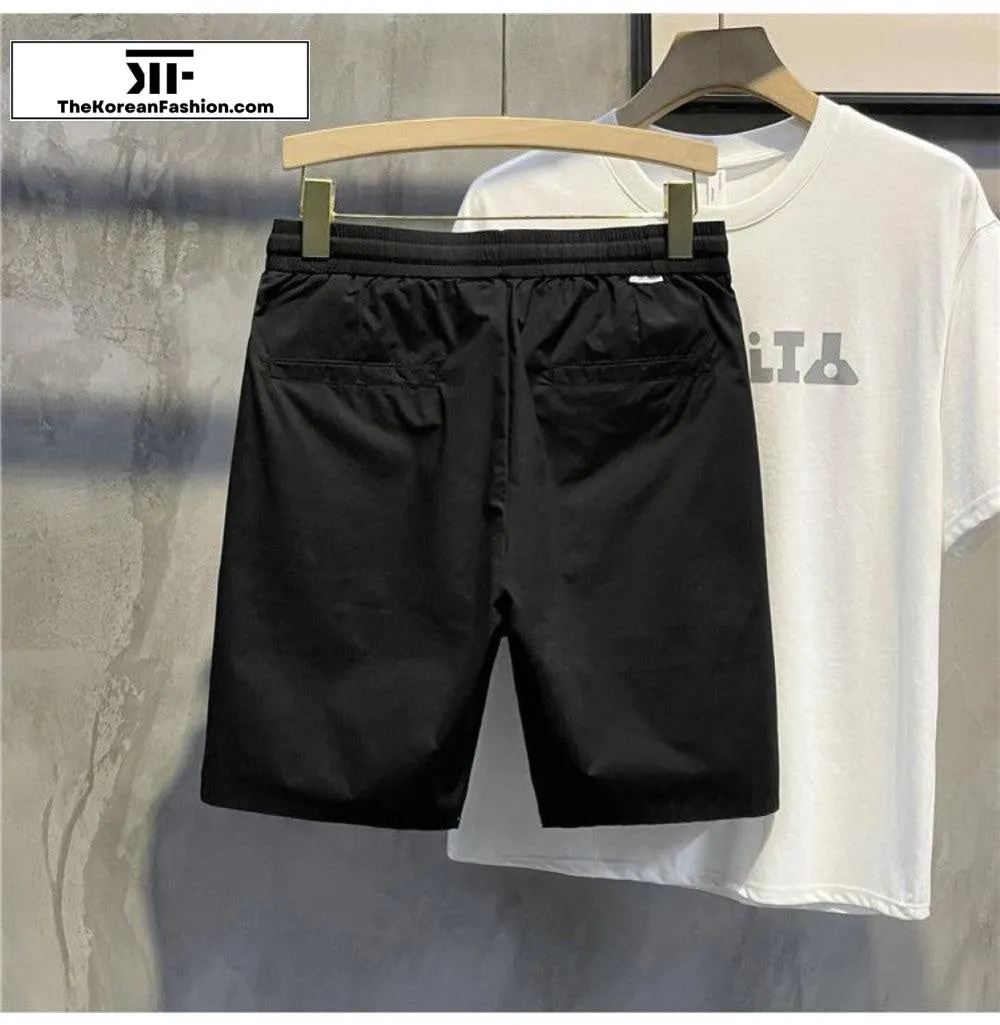 Drawstring Cotton Slim-fit Shorts