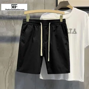 Drawstring Cotton Slim-fit Shorts