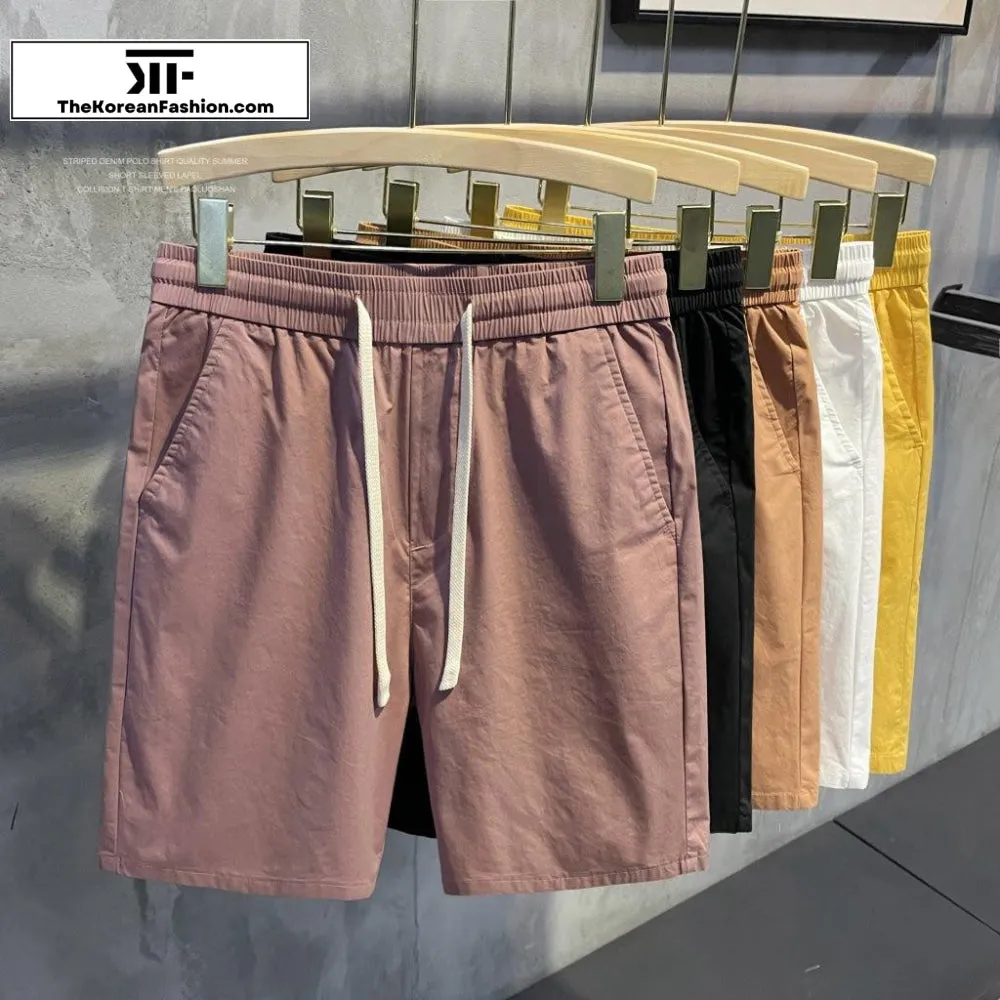 Drawstring Cotton Slim-fit Shorts
