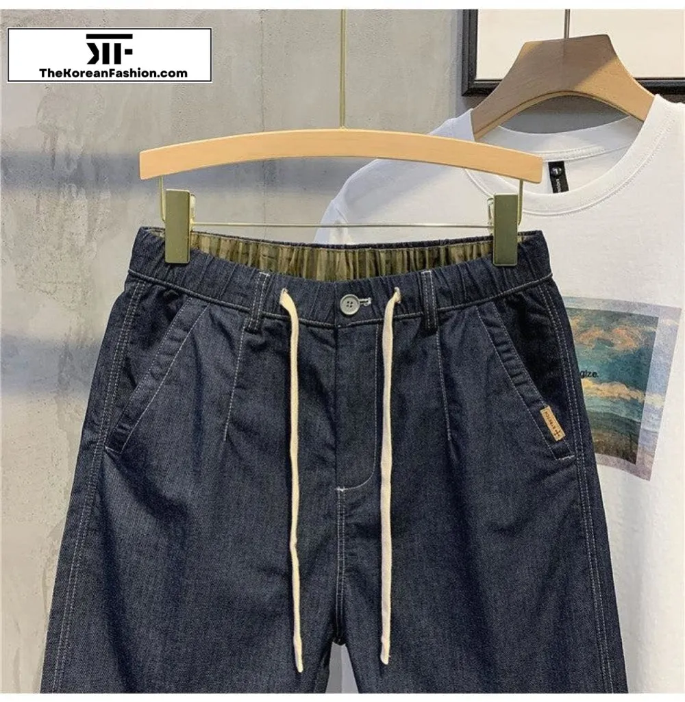 Drawstring Denim Shorts