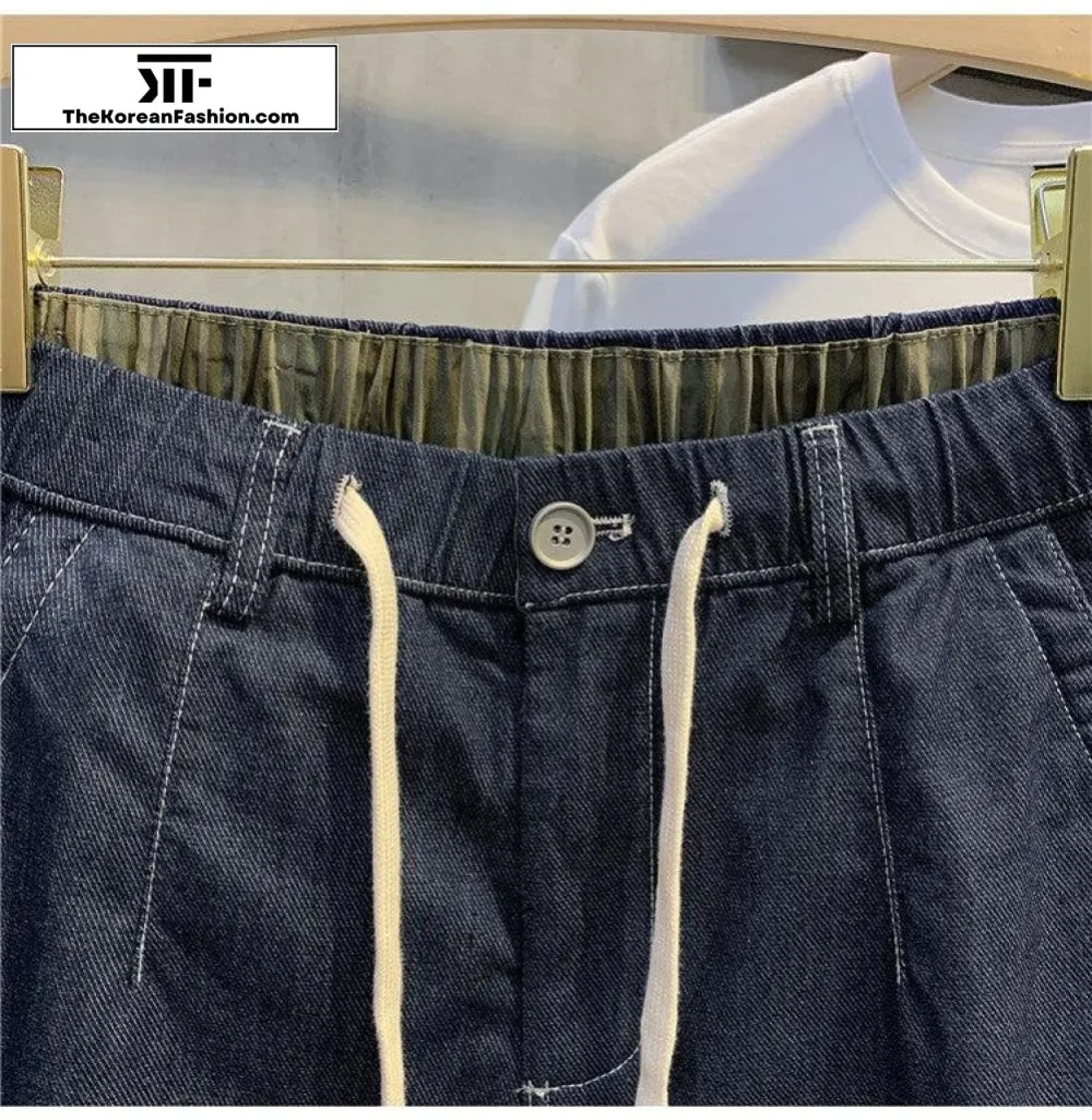 Drawstring Denim Shorts