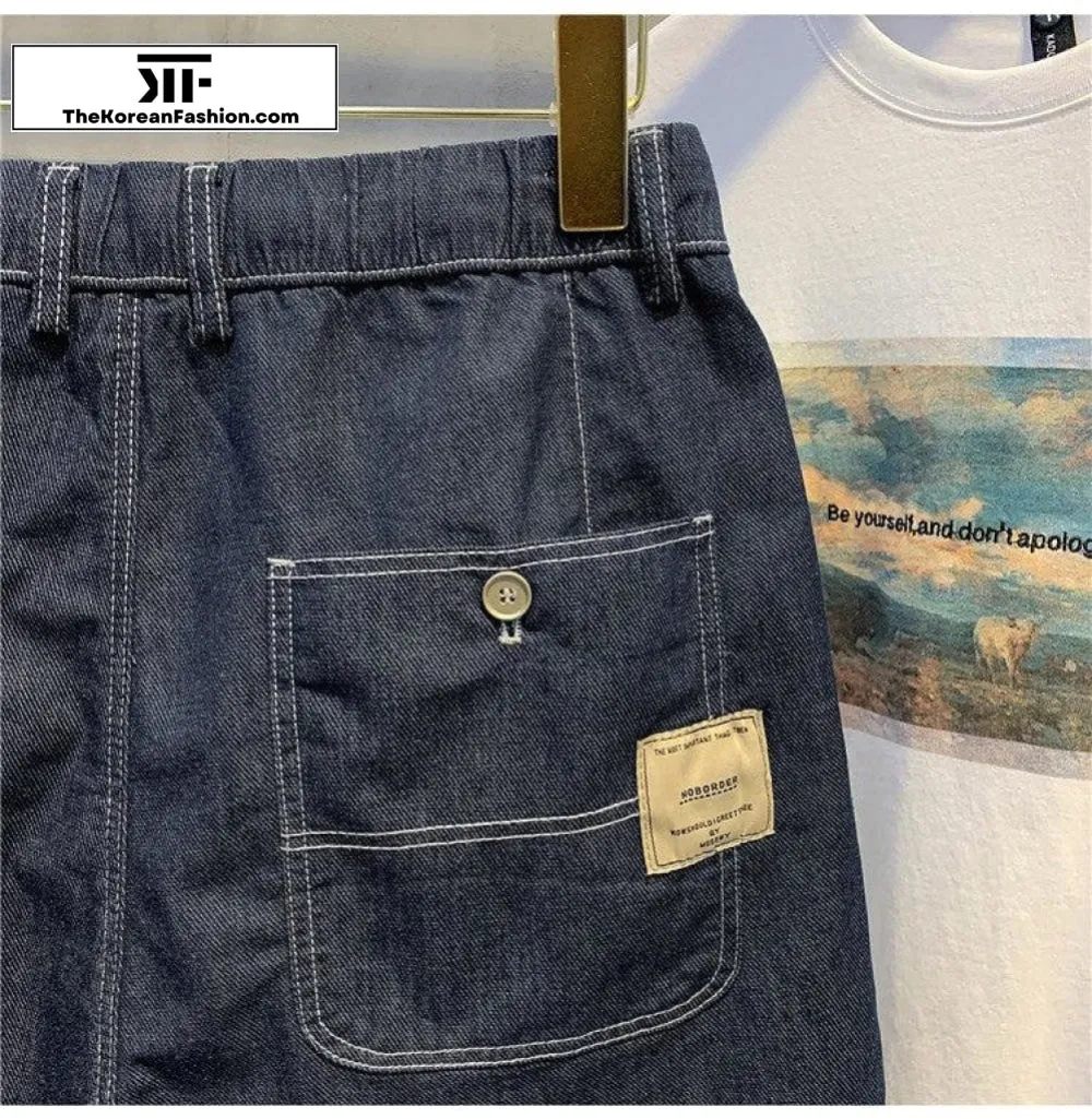 Drawstring Denim Shorts