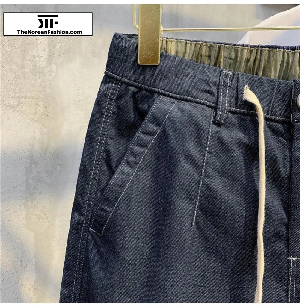 Drawstring Denim Shorts