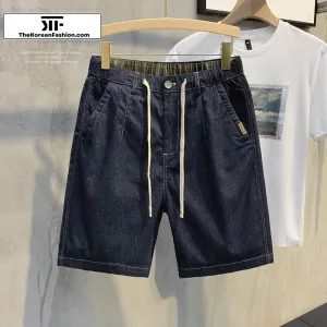 Drawstring Denim Shorts