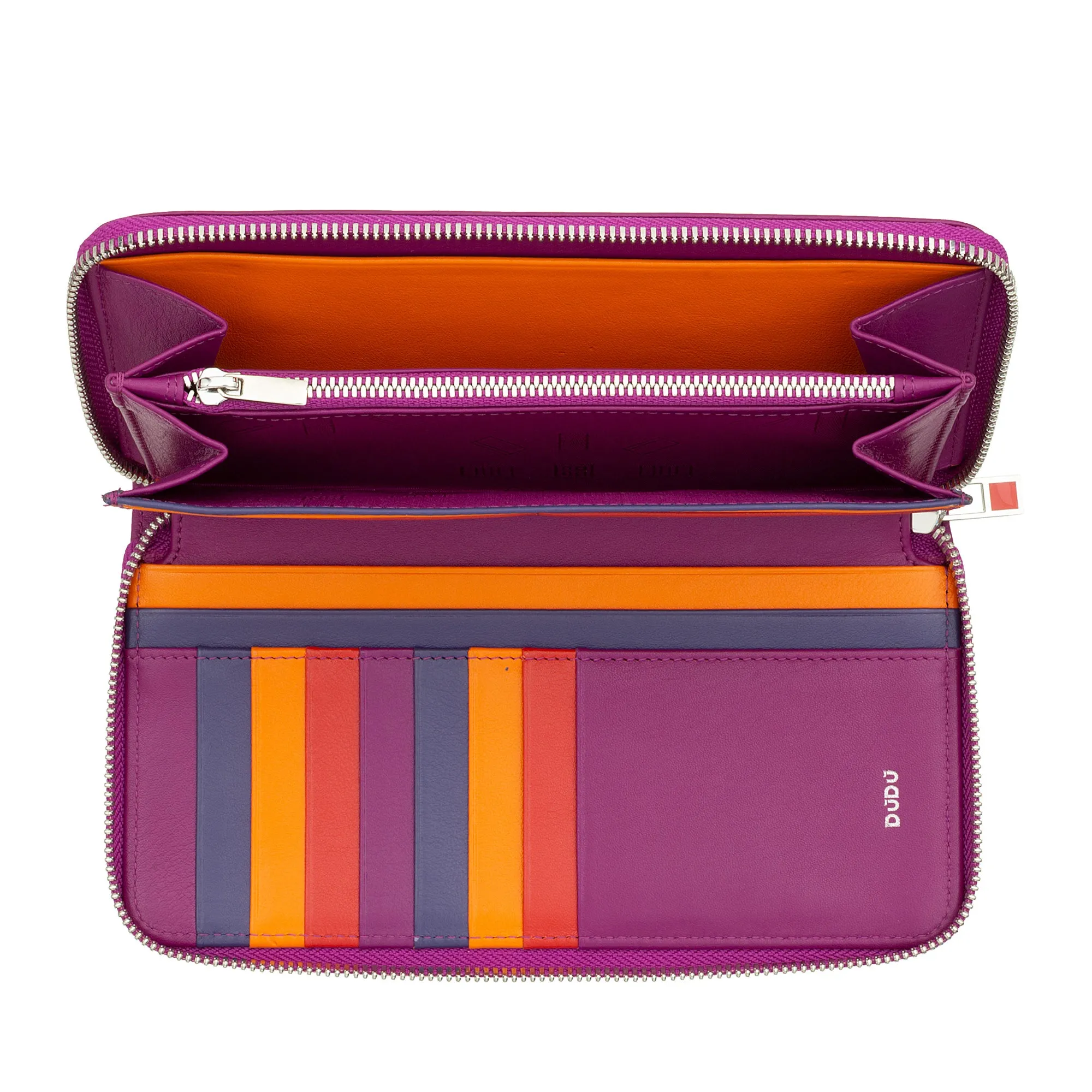 DUDU WOMAN WORLD WORLD WITH RFID LEATHER LEATHER NEGPA ZIP AROUND 14 Credit Card Budgets and Doors Doors