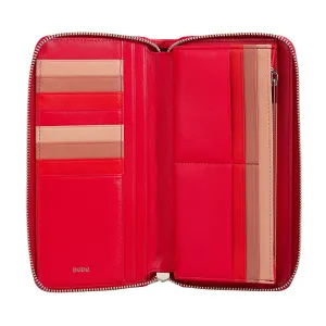 DUDU WOMAN WORLD WORLD WITH RFID LEATHER LEATHER NEGPA ZIP AROUND 14 Credit Card Budgets and Doors Doors