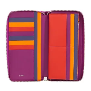 DUDU WOMAN WORLD WORLD WITH RFID LEATHER LEATHER NEGPA ZIP AROUND 14 Credit Card Budgets and Doors Doors