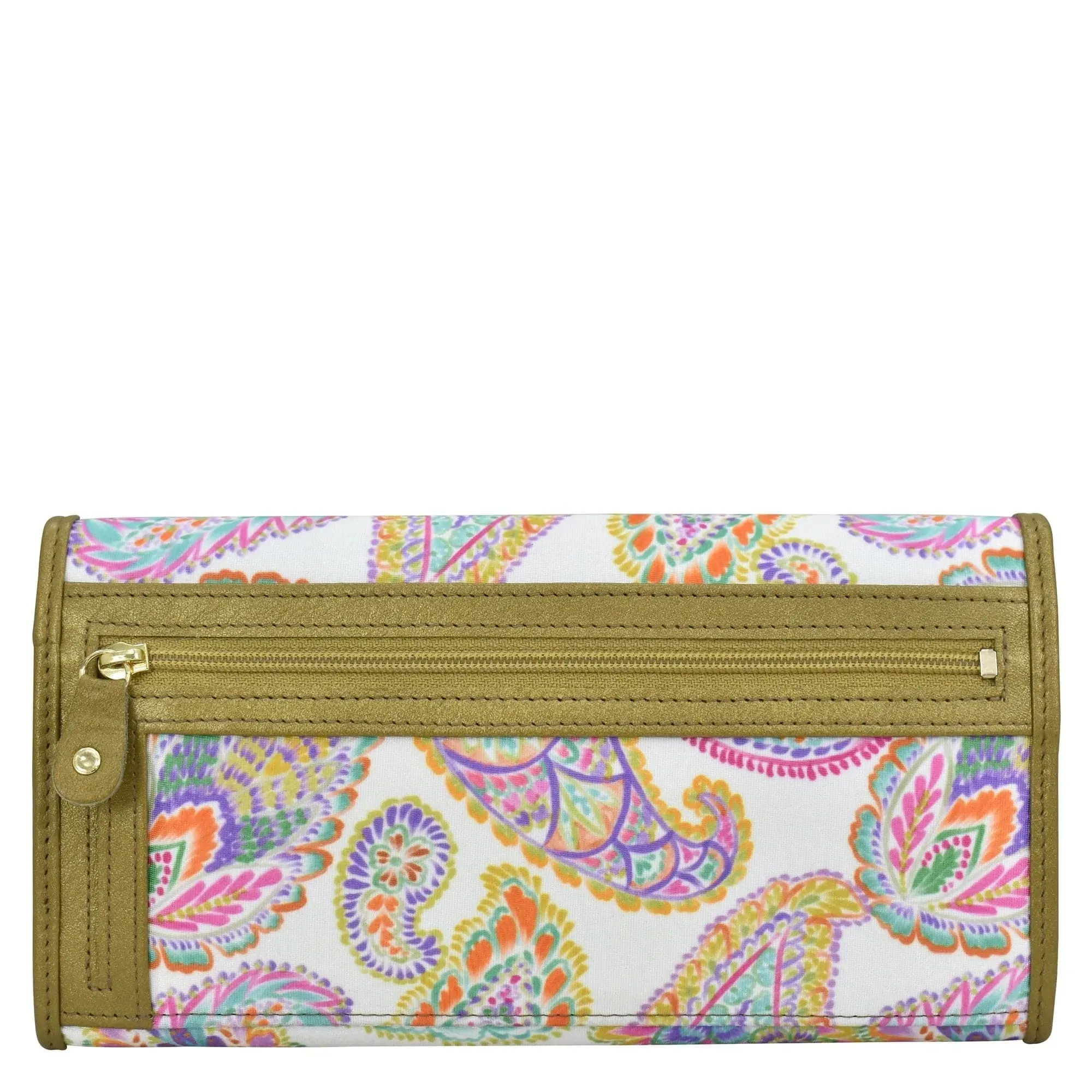 Fabric with Leather Trim Three-Fold RFID Wallet - 13007