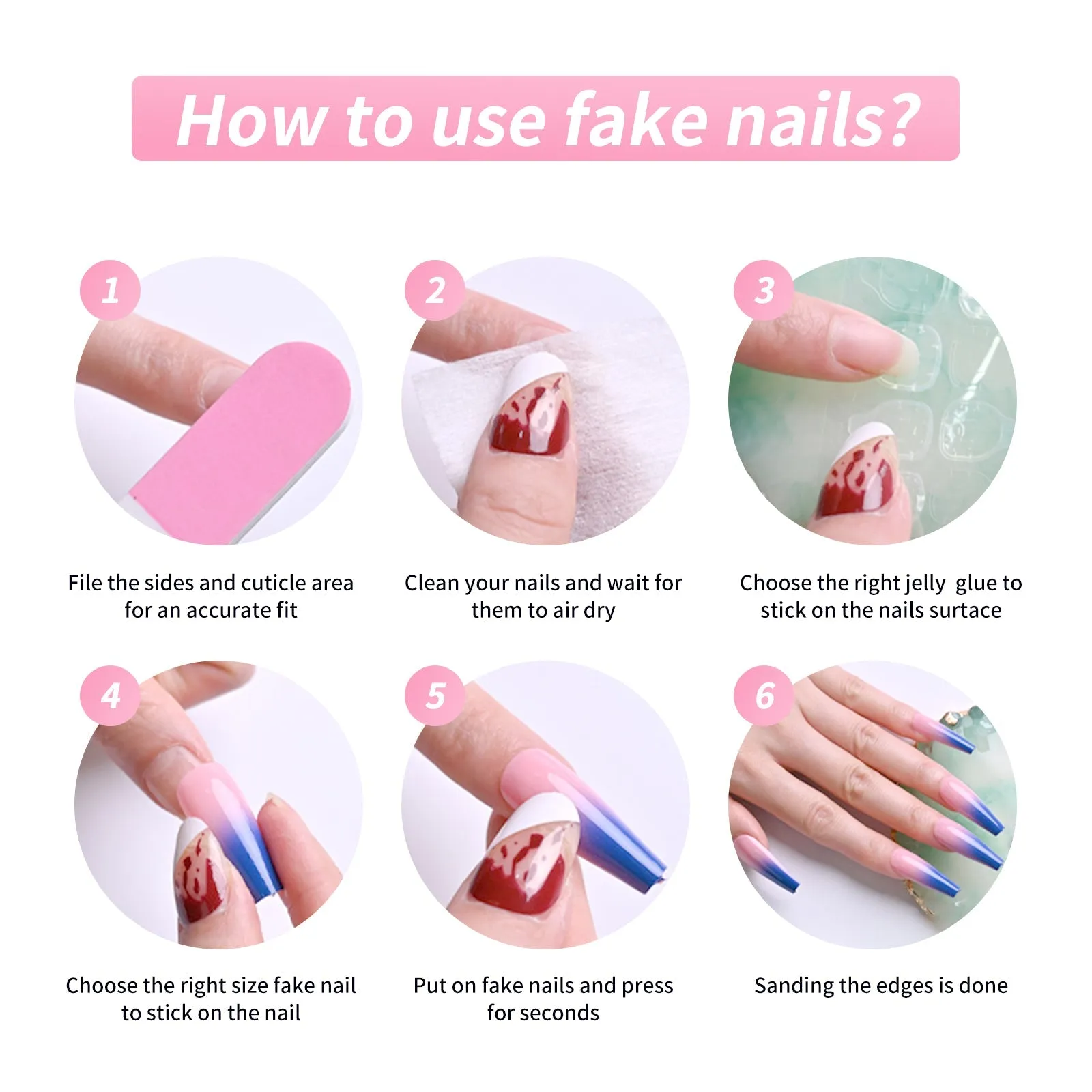Fofosbeauty 24pcs Press on Nails, Fake Nails, Full Cover Acrylic Nails for Girls Women Kids, Oval Kid Cartoon 3D Star Bow Blue White