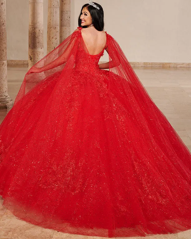 Glitter Red Quinceanera Dress 3D Flowers Sequined Tulle Lace Ball Gowns Sweet 16 vestidos de quinceañera