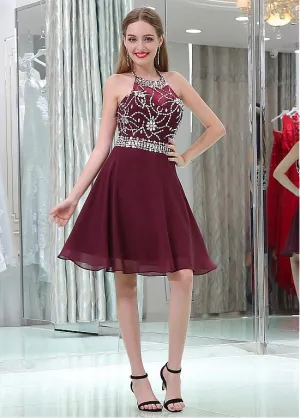 Halter Grape Homecoming Dresses
