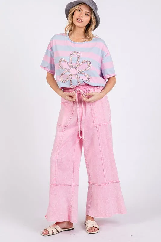 Hazel Blues® |  SAGE   FIG Mineral Washed Terry Wide Leg Pants