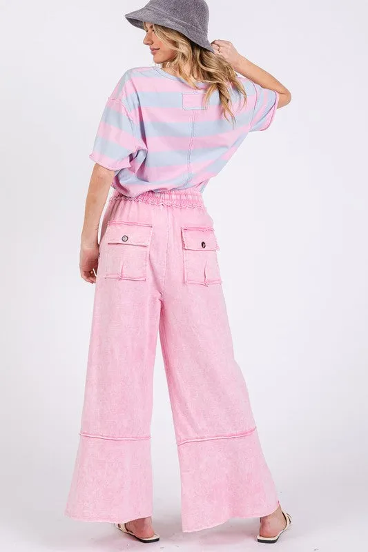 Hazel Blues® |  SAGE   FIG Mineral Washed Terry Wide Leg Pants