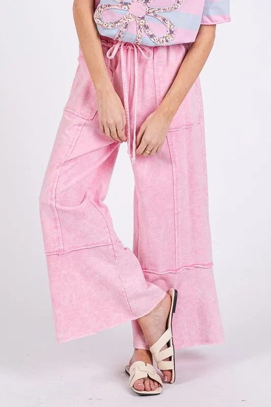 Hazel Blues® |  SAGE   FIG Mineral Washed Terry Wide Leg Pants
