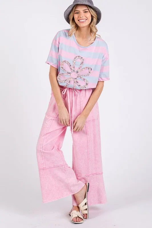 Hazel Blues® |  SAGE   FIG Mineral Washed Terry Wide Leg Pants