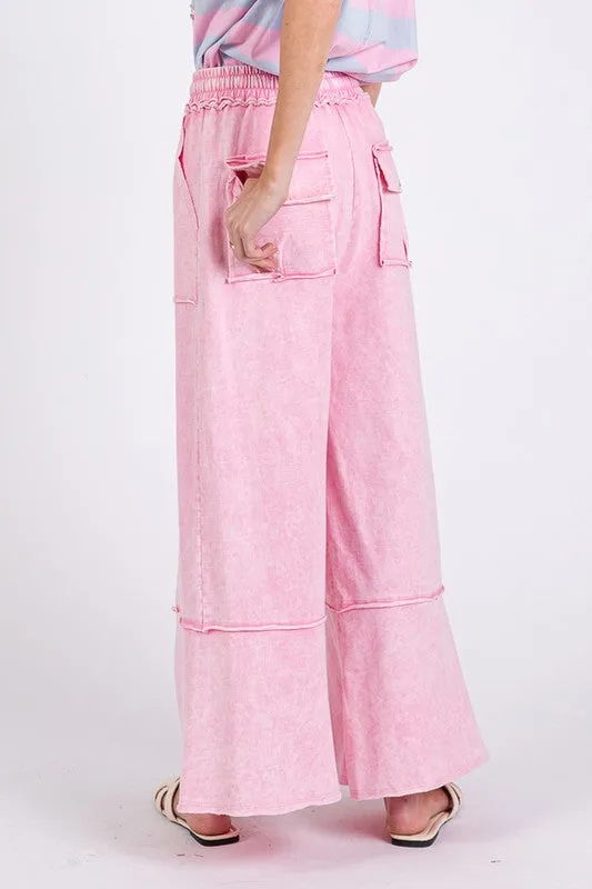 Hazel Blues® |  SAGE   FIG Mineral Washed Terry Wide Leg Pants