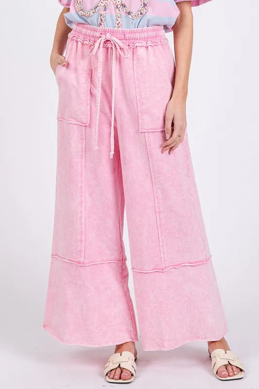 Hazel Blues® |  SAGE   FIG Mineral Washed Terry Wide Leg Pants