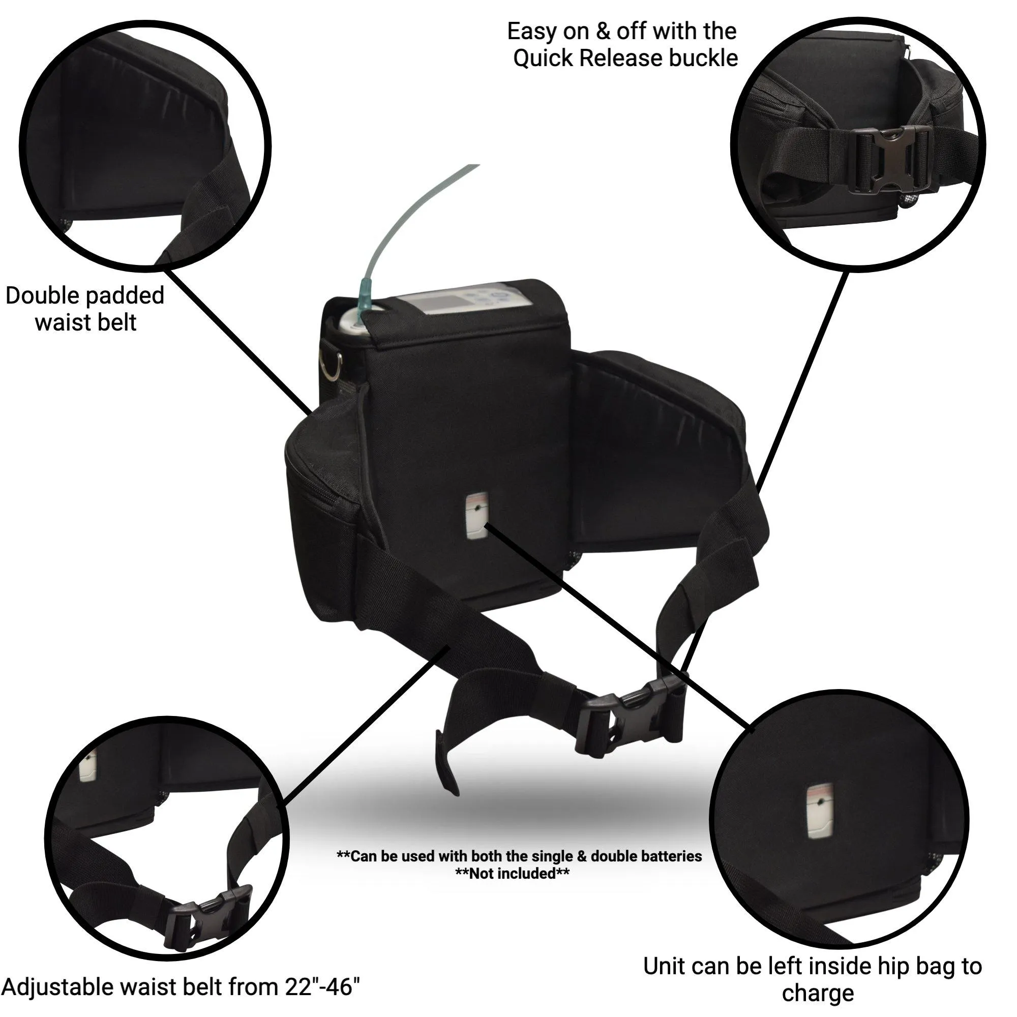 Inogen Rove 6 fanny pack/Hip bag Ultra lightweight fit for Inogen Rove 6
