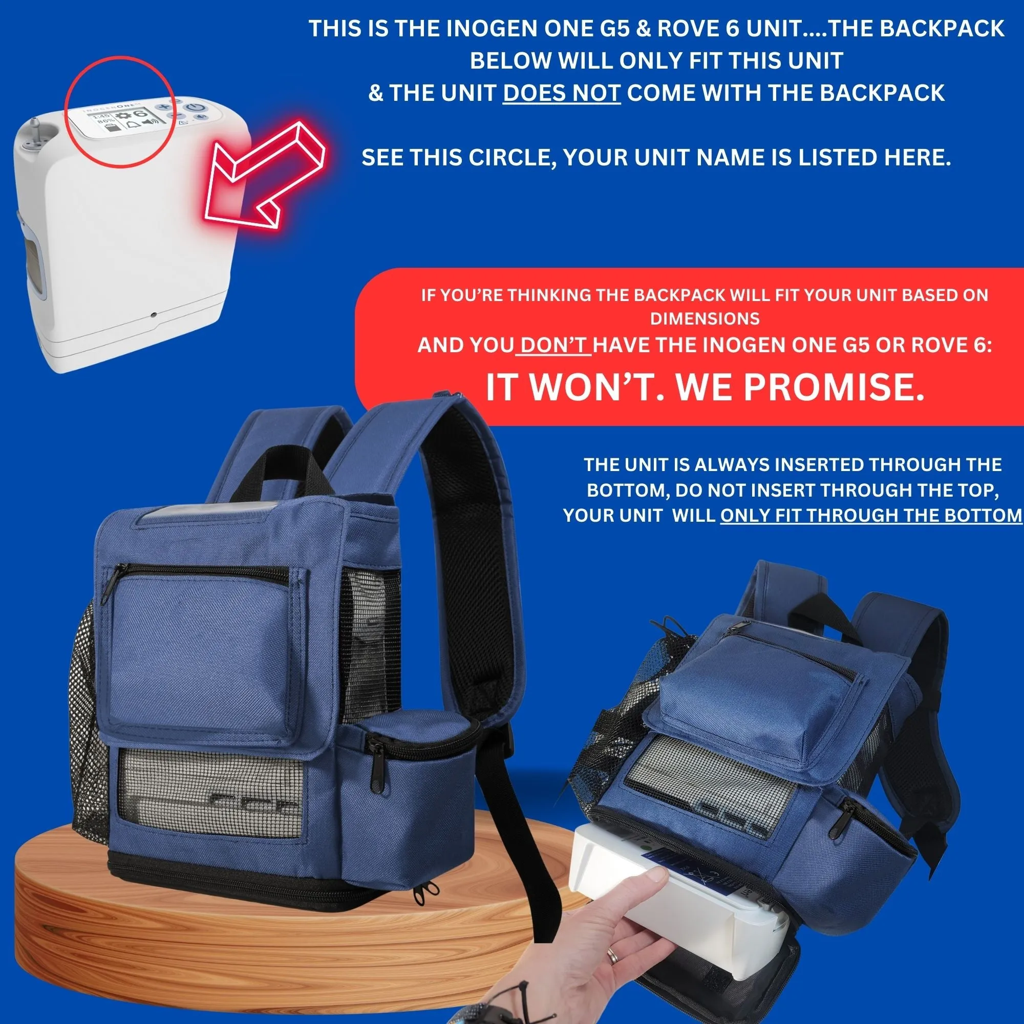 Inogen Rove 6 Lightweight Backpack with Storage for Inogen Rove 6 accessories