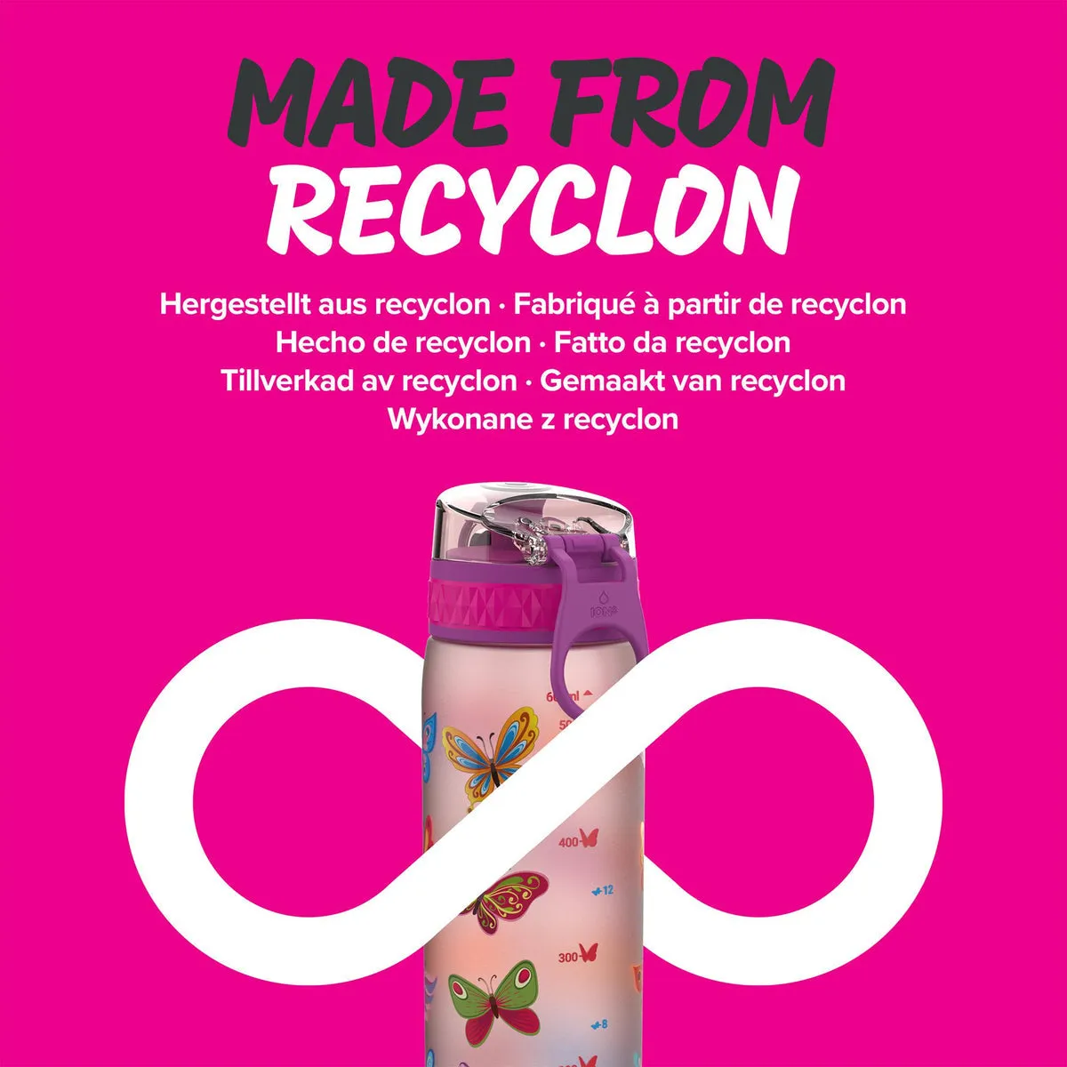 ION8 Slim 600ml BPA Free, Water Bottle - Butterfly