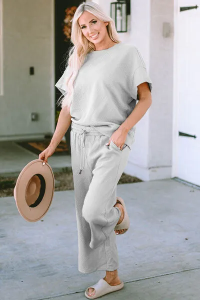 Jane Quilted Short Sleeve Top and Pants Set