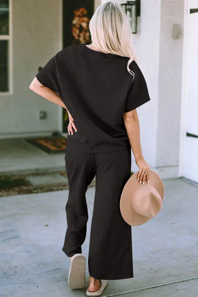 Jane Quilted Short Sleeve Top and Pants Set