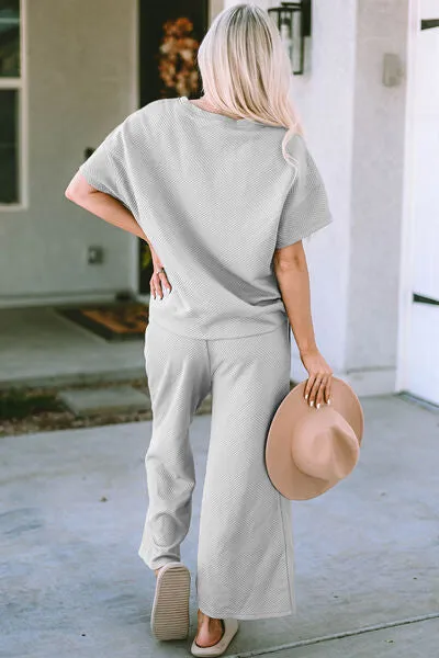 Jane Quilted Short Sleeve Top and Pants Set