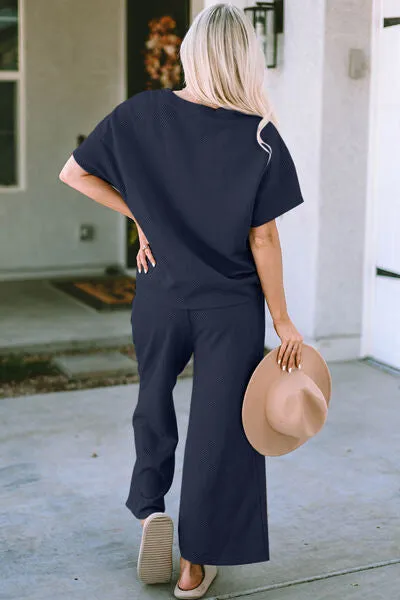 Jane Quilted Short Sleeve Top and Pants Set